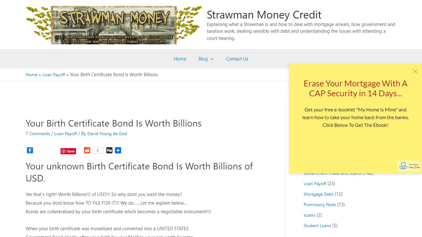 Your Birth Certificate Bond Is Worth Billions - Strawman Money Credit